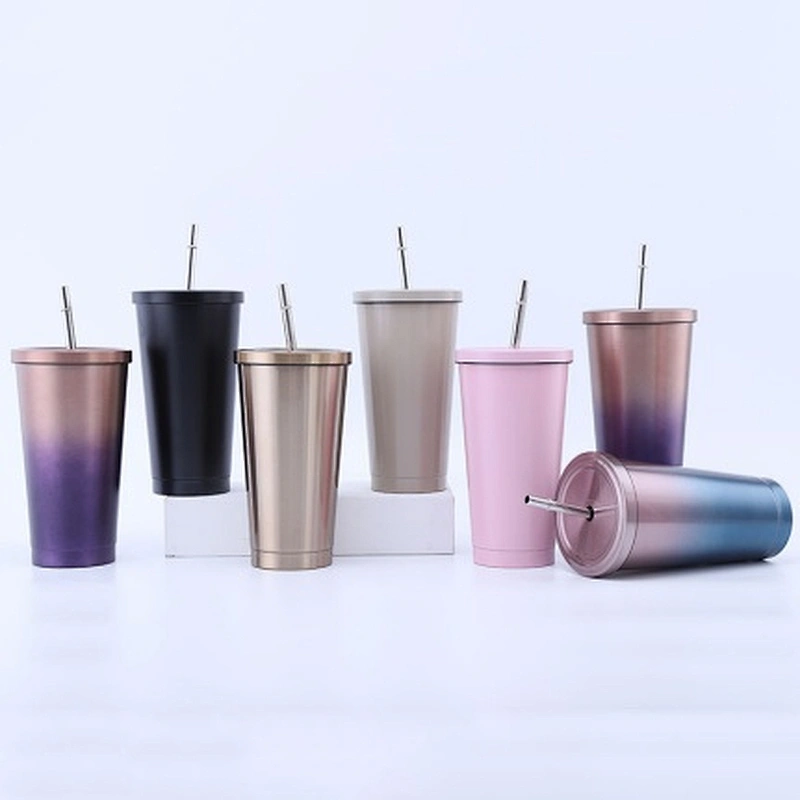 500 ML 700 ML vacuum thermal mug , with 304 s/s inner 201 s/s outer paint coating, stainless steel straw